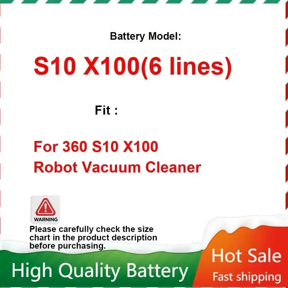 For 360 S10 X100 Robot Vacuum Cleaner X100 6 Lines Reliable Power Robotic Vacuum Cleaner Accessories Battery