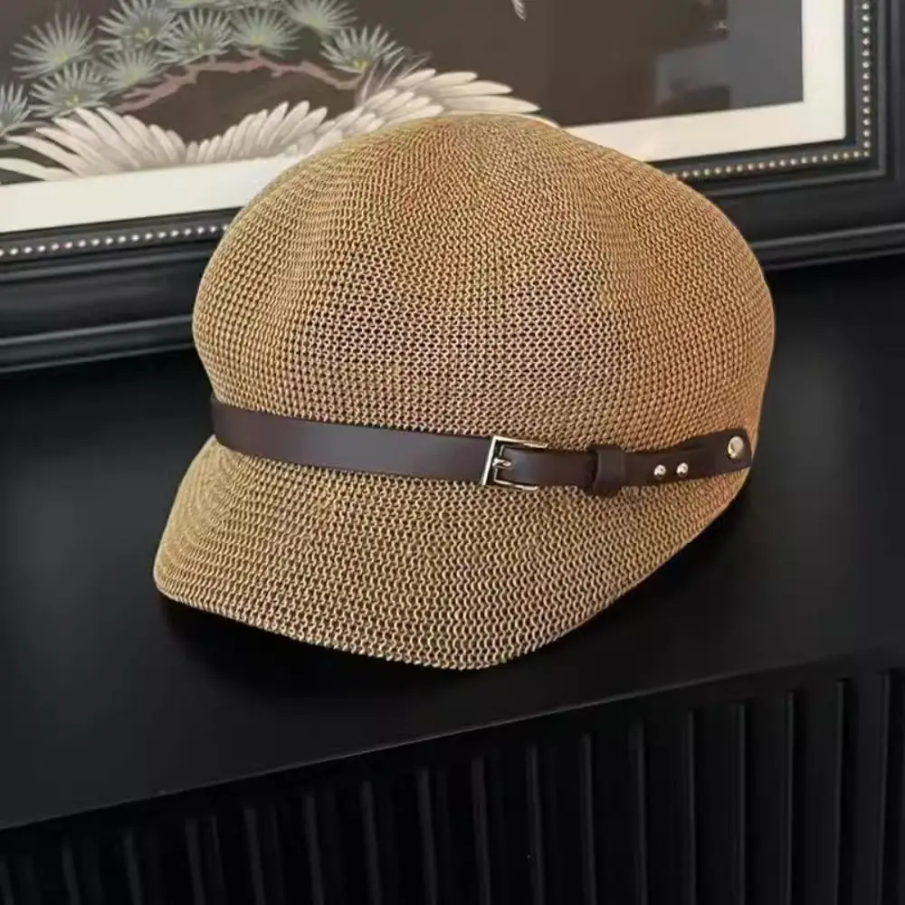

Summer Breathable Women's Beret Knitted Thin Painter Hat Hollow Mesh Female Baseball Cap for Outdoor Activities