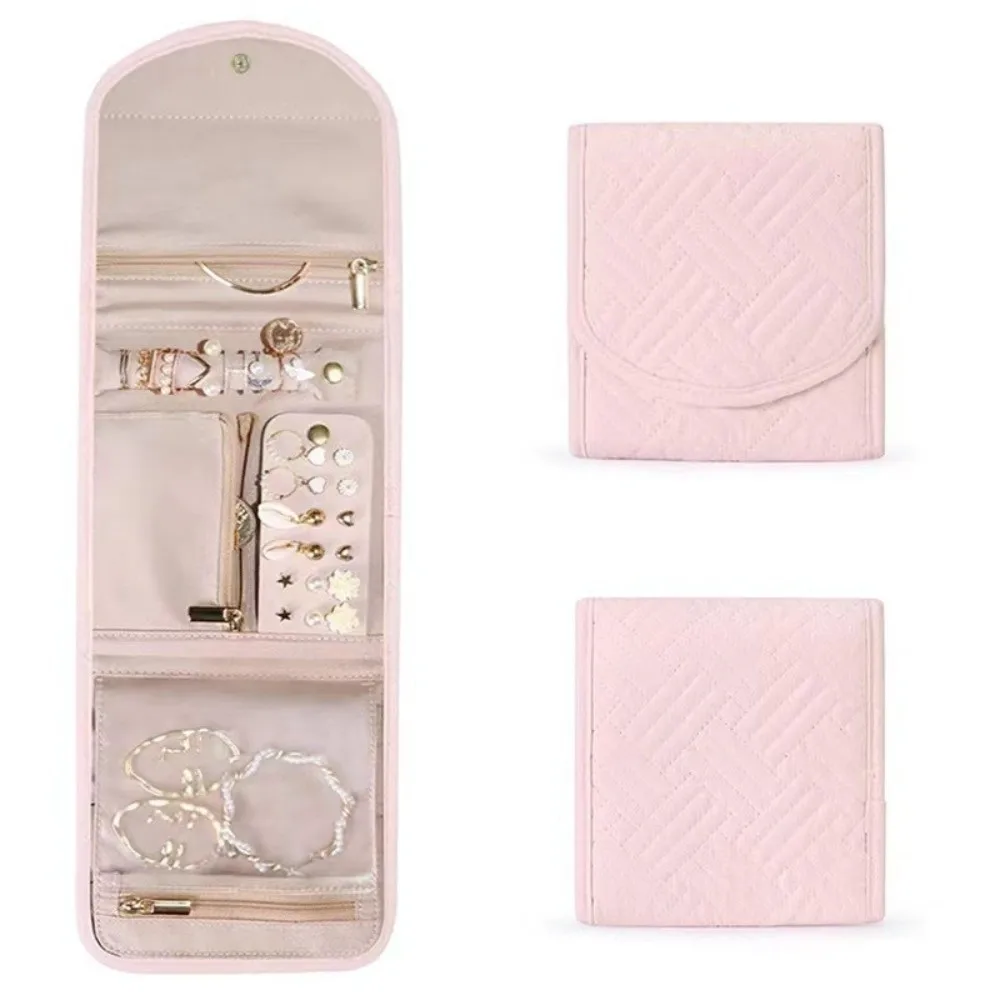 

Foldable Portable Travel Jewelry Bag Packing Bag Earrings Jewelry Case Organizer Necklace Rings Journey Storage Bags Women Girls