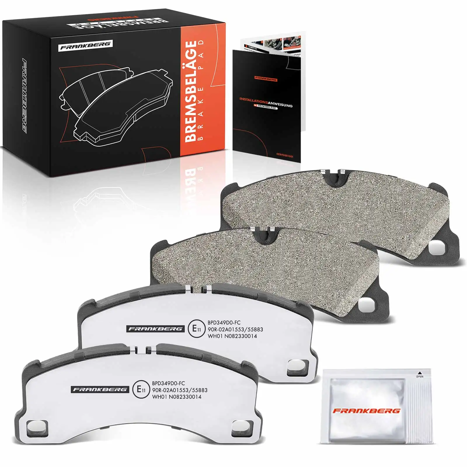 Frankberg 4x Bremsbeläge Vorderachse für VW Touareg Van Audi E-Tron GT Stufenheck Bj ab 2009 95B698151AC 95835193920 9Y0698151AB