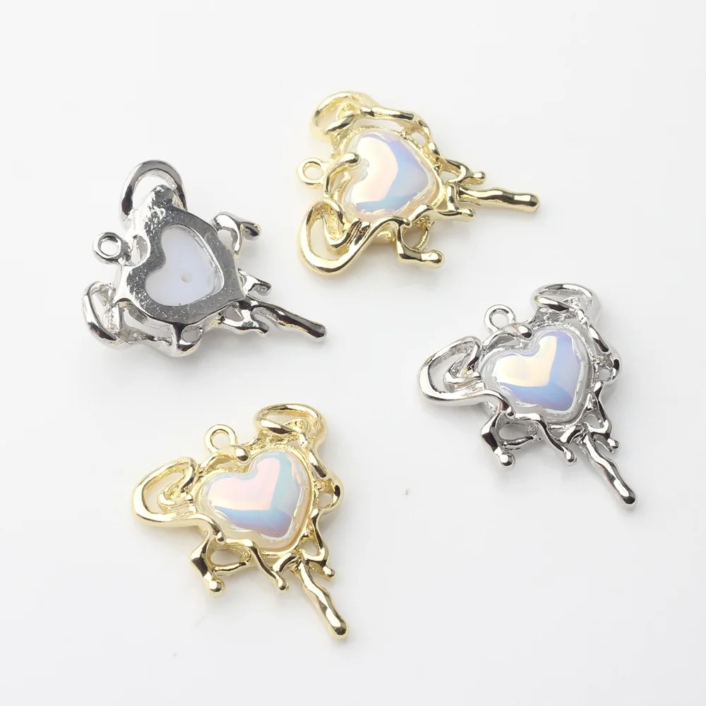 Alloy Lace Inlaid Resin Heart Shaped Small Pendant DIY Handmade Earrings Necklace Jewelry