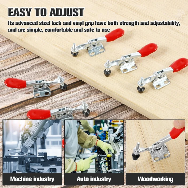 8 ชิ้น Toggle Clamp ปรับ Quick Release Toggle Latch กด Clamp, 60 ปอนด์สแตนเลสสตีลแนวนอน Clamps