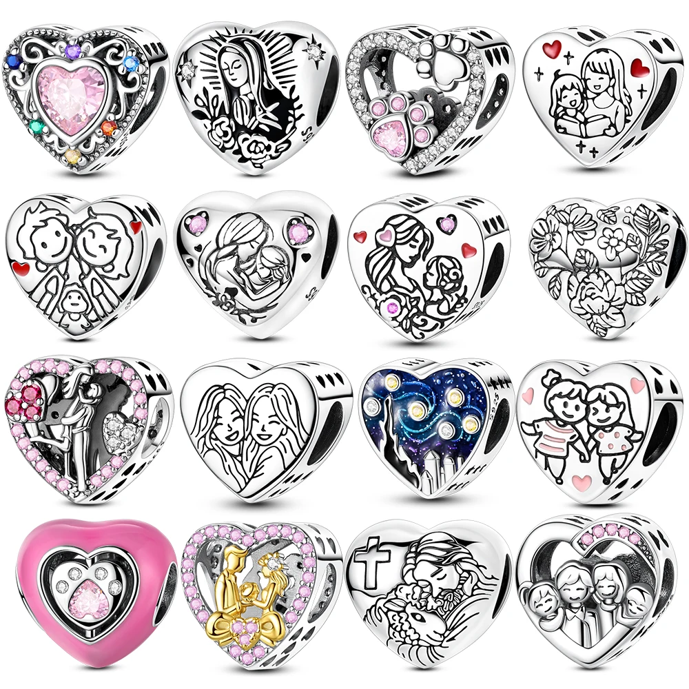 

Новинка, 100% стерлинговое серебро 925 пробы, циркон, сердце, сестра, любовь, подвески, бусины, подходят для оригинальных браслетов 925, ювелирные изделия своими руками для женщин, подарок для вечеринки