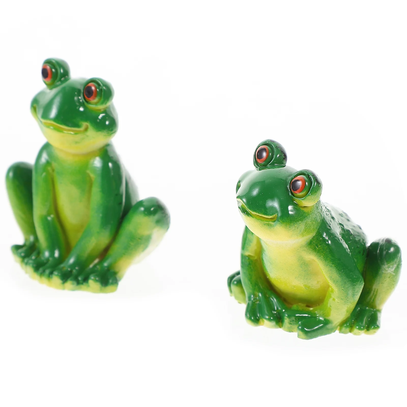 2 Pcs Garden Frog Ornament Small Models Photo Prop Mini Decor Fairy Decorate Cute Adorable Decors Resin Sculptures Moveable