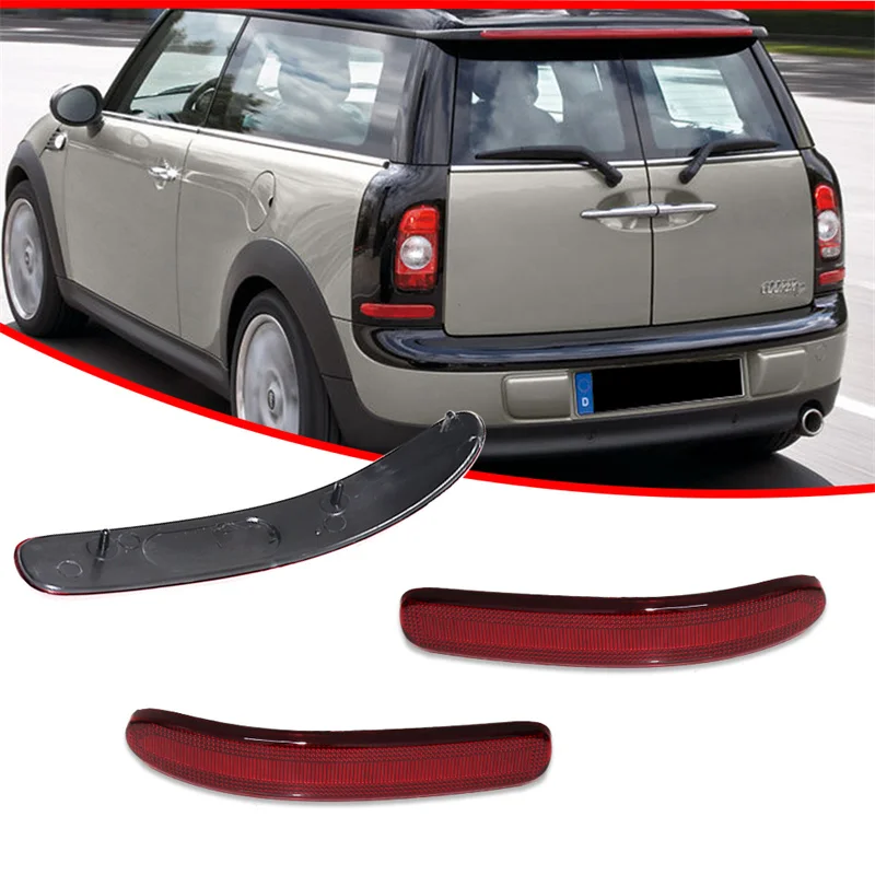 2pcs Red Lens Car Rear Bumper Reflector Tail/Brake Light Cover Housings For 2008-2014 Mini Cooper Clubman R55, No Bulb / Socket