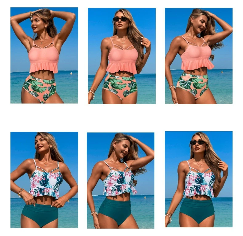 Costumi da bagno bikini a va alta all'ingrosso per donne, costume da bagno push up, costume da bagno a coste, set bikini brasiliano, abbigliamento da spiaggia - Cina UPS copriSpiaggia e costume