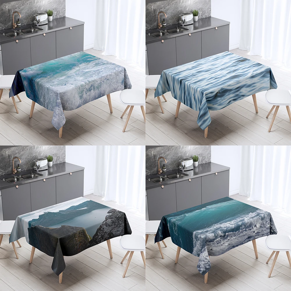 Iceberg beach wave printed pattern tablecloth home decoration rectangular  anti-fouling  dust cover