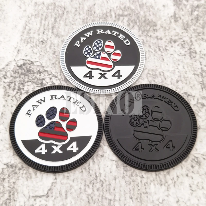 Car Styling 3D Funny Dog Paw Rated 4 x 4 Metal Chrome Zinc Alloy Adhesive Emblem Decorative Badge Sticker Auto Accessory