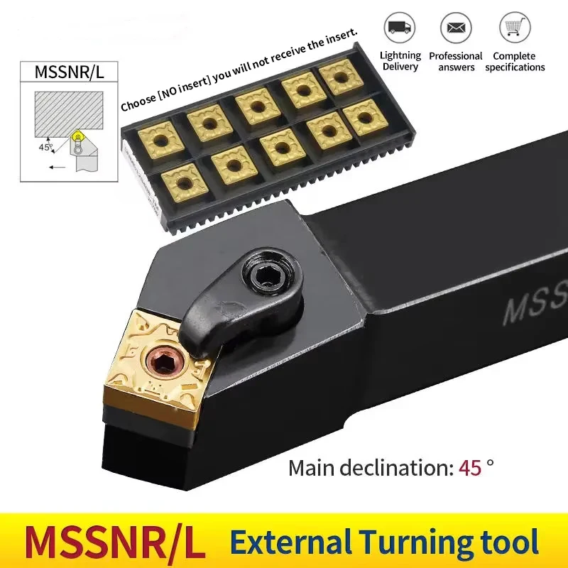 

1pc MSSNR1616H12 MSSNR2020K12 MSSNR2525M12 External Turning Tool Holder SNMG Carbide Inserts MSSNR Lathe Cutting Tools Set