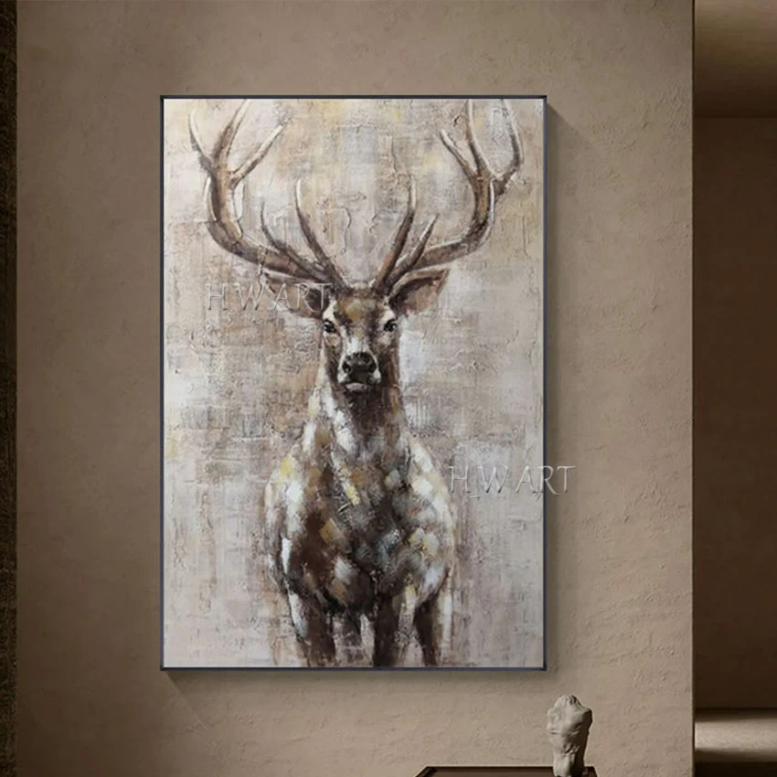 

Acrylic Design Animal Head Wall Decoration 3d Deer Painting Abstract Canvas Picture Frameless Style High Quality Art Poster