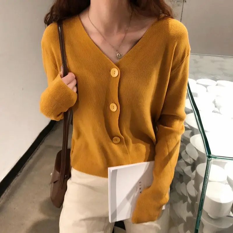 

Wholesale Autumn 2024 New Korean Style Student Collar Long Sleeve Thin Sweater Coat Female Loose Knitted Cardigan Fashion