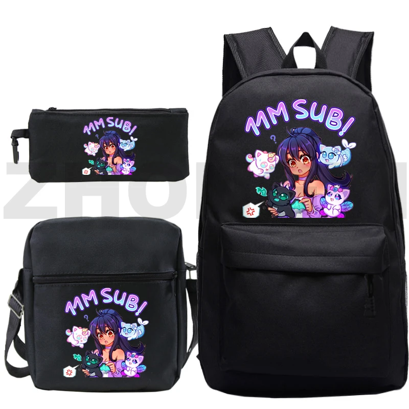 

Fashion Aphmau Backpack Men 3 In 1 Set Large Capacity School Bags Canvas Anime Backpack As A Cat Rucksack for Teenager Girl