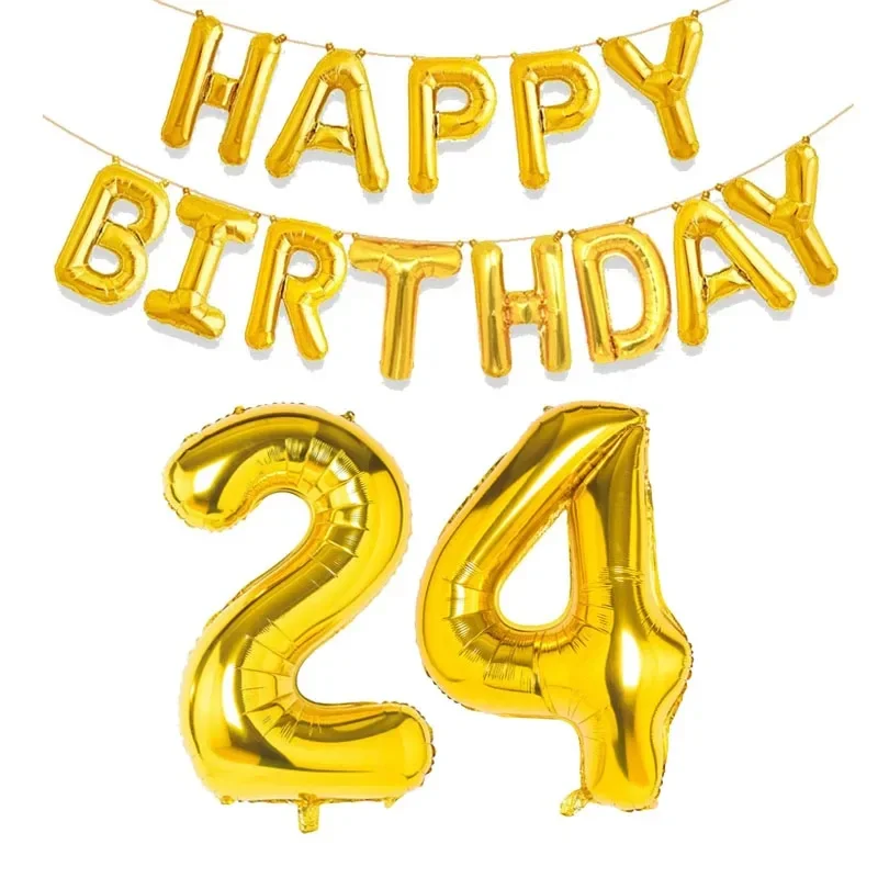 15 Stück goldene alles Gute zum Geburtstag mit Zahlen-Folienballons für Kinder und Erwachsene, Party-Dekoration, Junge, Mädchen, 10, 18, 20, 25, 30, 35, 40, 50, 60 Jahre alt – Detail 17