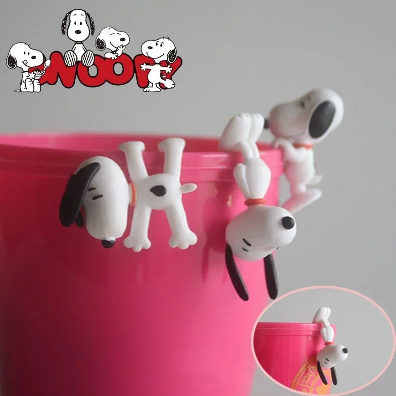 Snoopy Cup Edge Hanging Ornaments Doll Cartoon PVC Doll Micro Landscape Kawaii Cup Hanging Hand Model Office Decoration Toy Gift