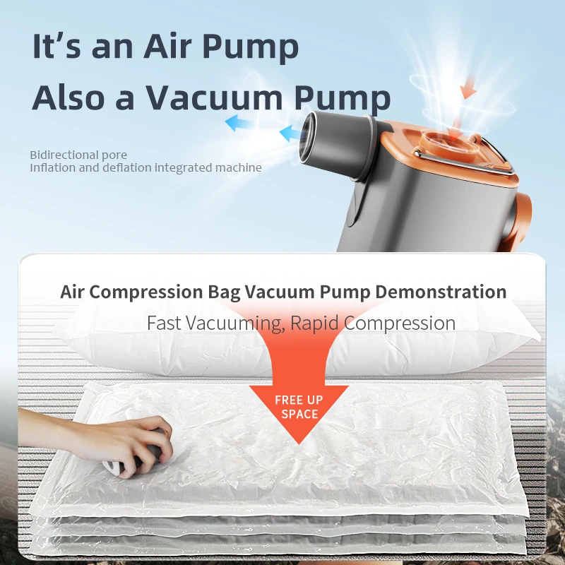 Wireless Portable Air Pump Rechargeable Camping Mattress Inflator Hiking Air Cushion Inflator/Deflator for Outdoor Activities