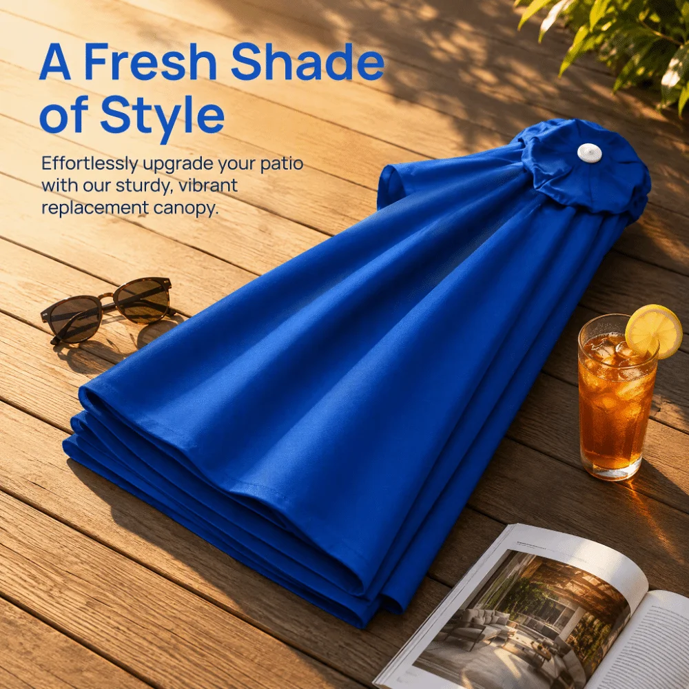 Waterproof Patio Umbrella Replacement Canopy Sunproof Rainproof Outdoor Parasol Canopy Dust Cloth Center-Pole