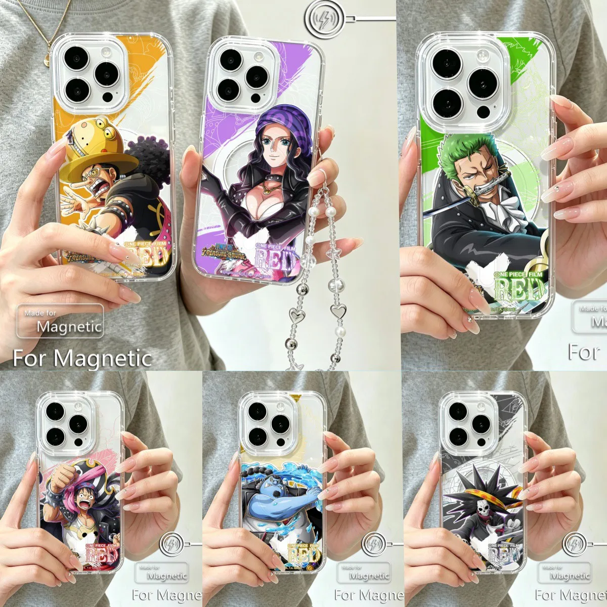 Ones Pieces Luffys Zoros Magnetic Phone Case for Samsung Galaxy S25 S24 S23 FE Edge Plus Ultra 5G Soft Clear TPU Cover