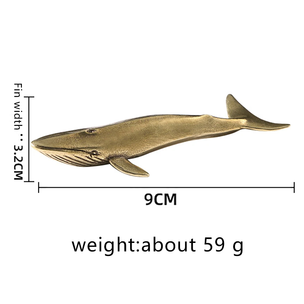 Blue Whale Brass Metal Figurine Ornaments Ocean Creatures Vintage Home Decor Living Room Decoration Tea Pet Antique