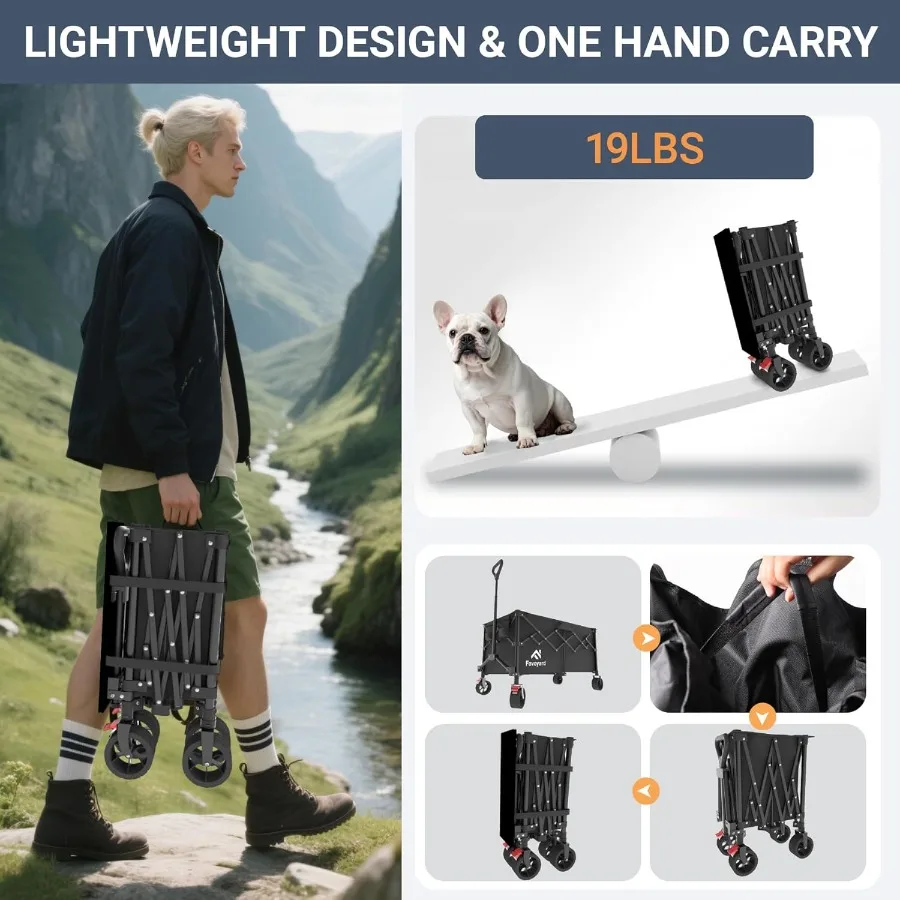 عربات عربات كبيرة جدًا قابلة للطي قابلة للطي بزاوية 360 رطلًا عربات شاطئ شديدة التحمل مع فرامل عجلات كبيرة عربة قابلة للطي محمولة لـ Sh