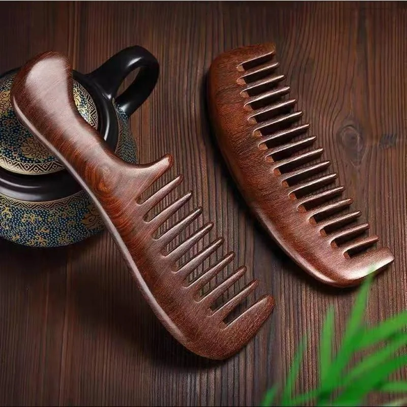 

Wide Tooth Comb Sandalwood Wide Tooth 100% Natural Sandalwood Comb Detangler for Curly Long Thick Wet and Dry Hair Anti-static