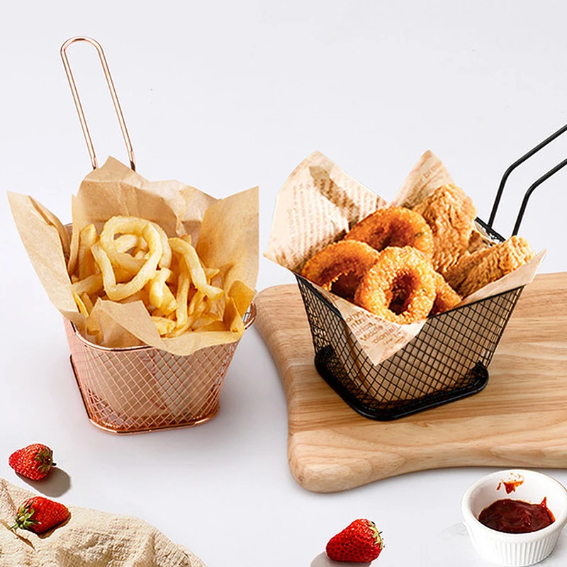 Stainless Steel Multifunctional Mini Square Creative Oil-Separated Frying Basket For French Fries