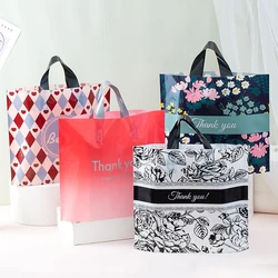 50Pcs/Lot Thicken Thank You Gift Bag Plastic Tote Bag Clothing Store Shopping Packaging Bags with Handle Party Favor Bags