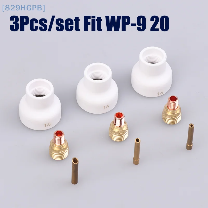 

3Pcs TIG Welding #16 1.6/2.4/3.2MM White Ceramic Nozzle Alumina Cup Kit Torches WP9 20 25 Stubby Collets Body Gas Lens Sets