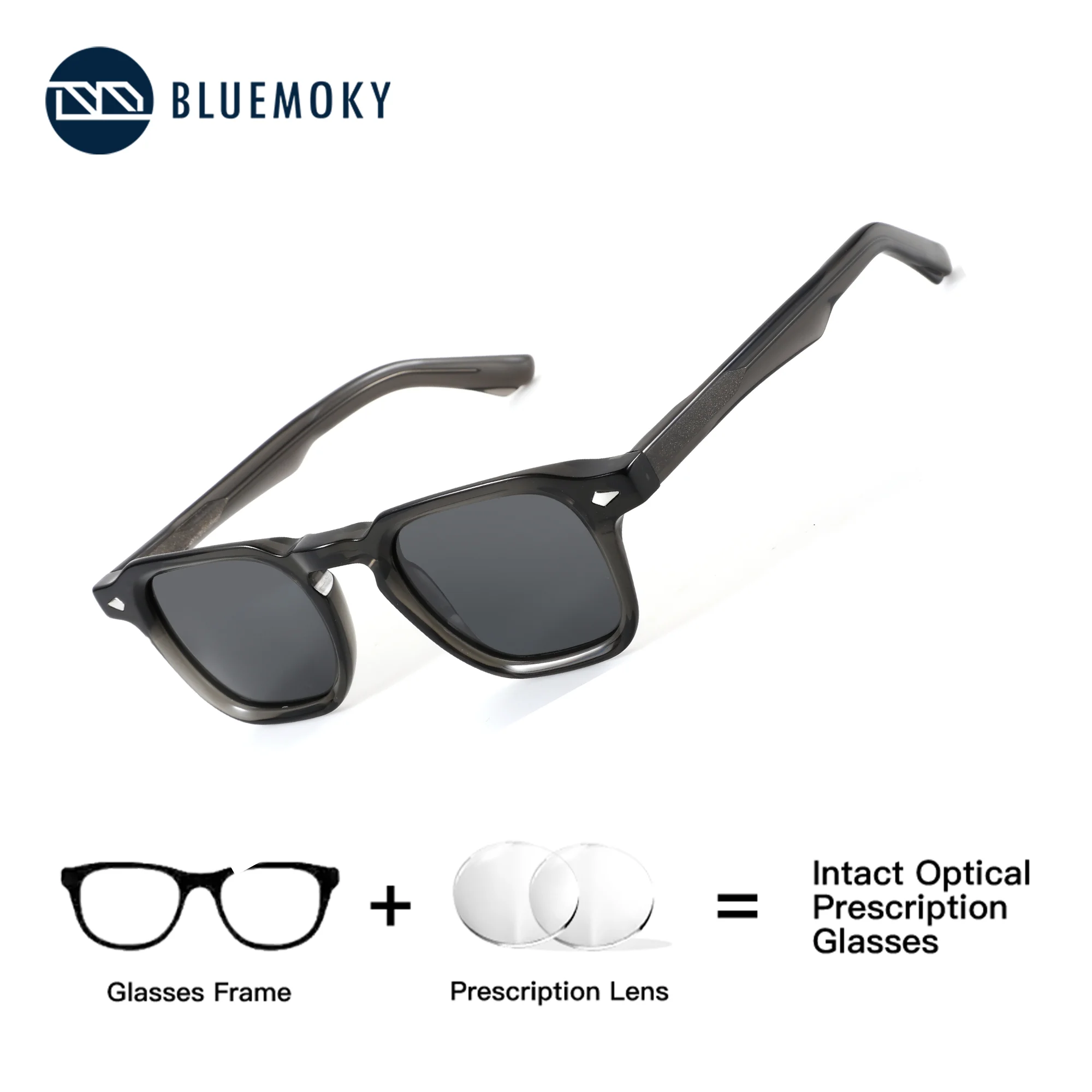 

BLUEMOKY Acetate Square Customized Prescription Sunglasses Progressive Myopia Multifocal Glasses Men UV400 Protection