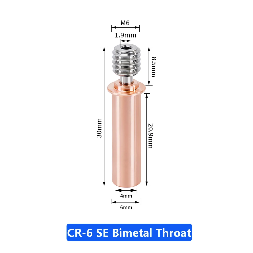 2pcs CR6 SE Bimetal Throat 3D Printer Parts CR-6 SE Bi-Metal Heatbreak M6 For CR6 SE Ender 3 Neo CR10 Smart Hotend Heat Break