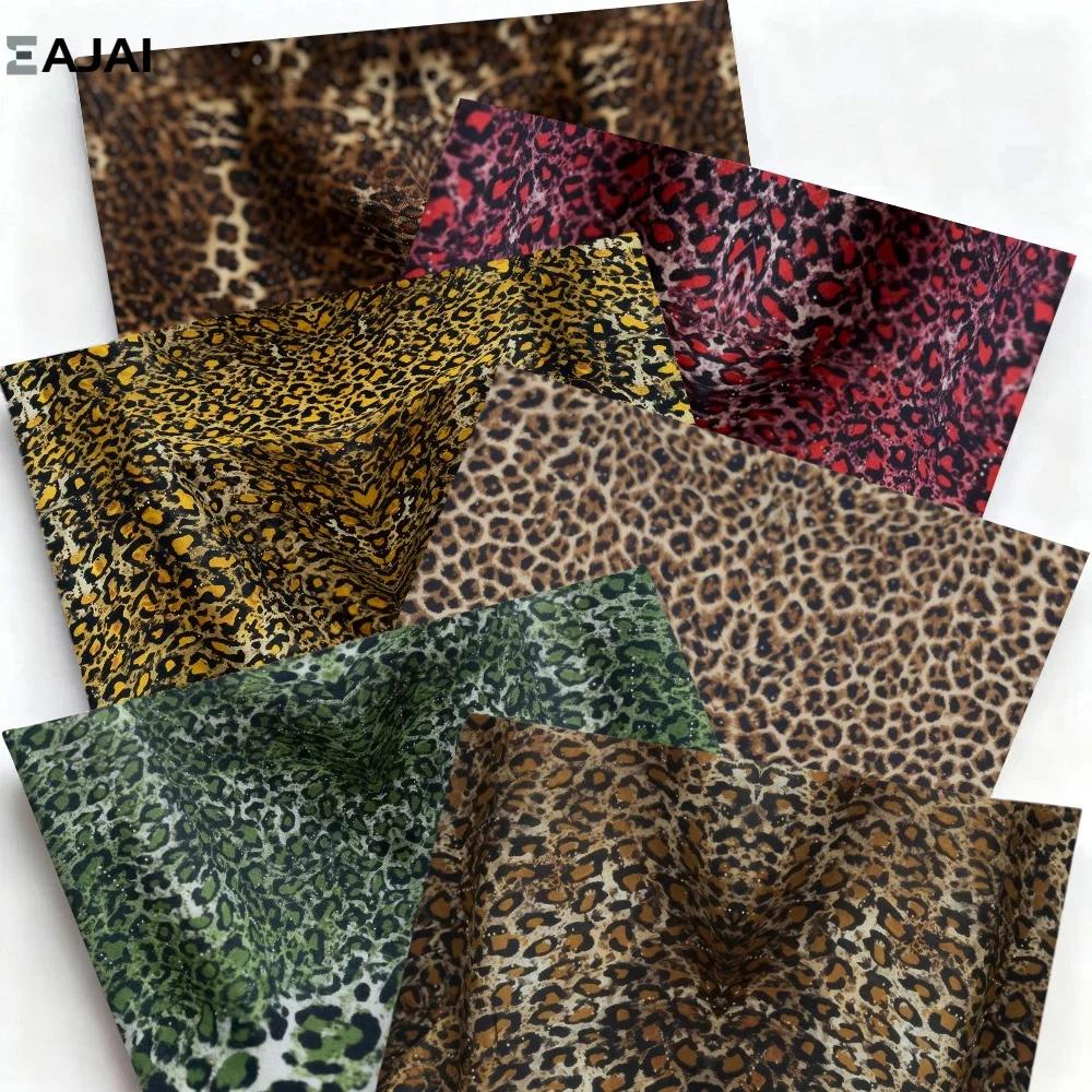 

Leopard Print Fabric Polyester Cloth Soft Cotton Feel Double Twill Material for Sewing DIY Handmade Patchwork Dress Skirt