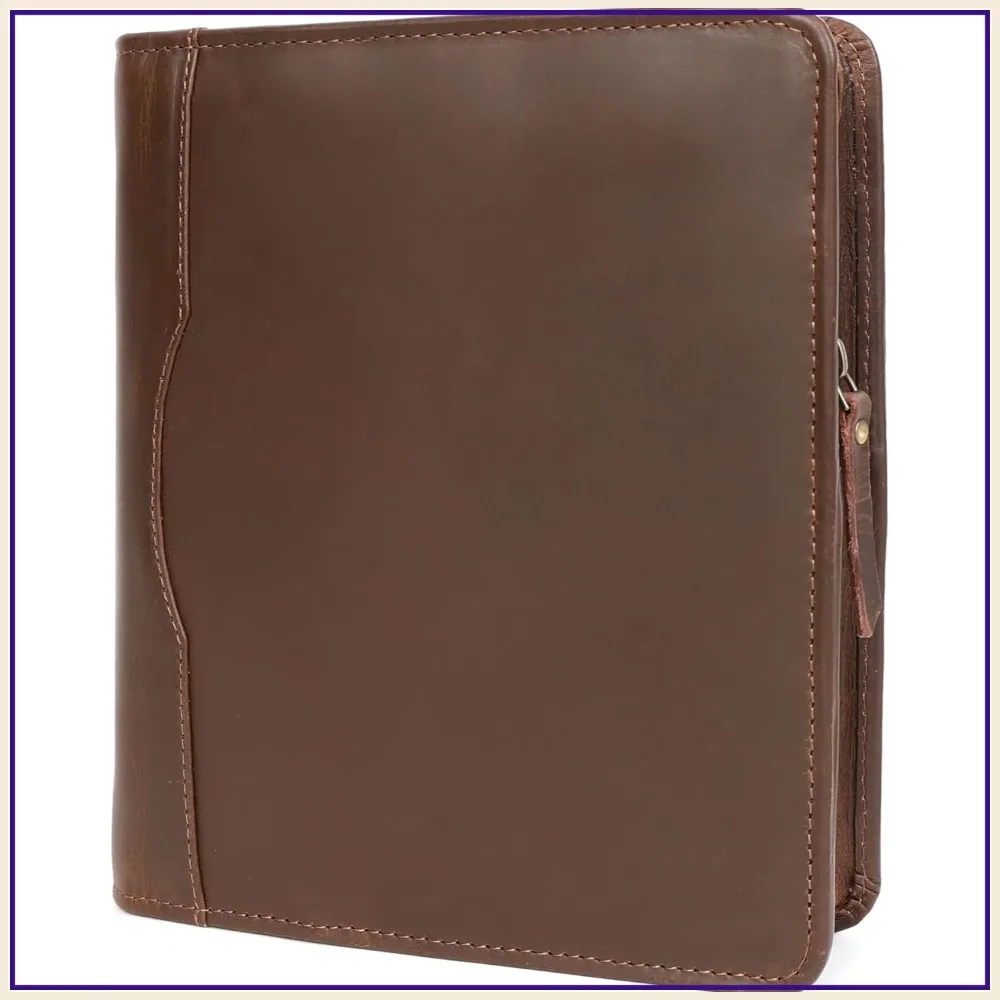 

A5 Leather Portfolio Padfolio Notebook Cover Journal Planner Binder Business Organizer Folder for Men Women