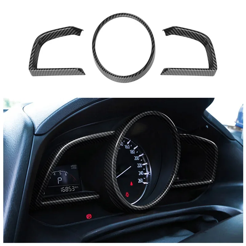 3 sztuk/zestaw ABS deska rozdzielcza samochodu Instrument pokrywa panelu miernika tapicerka pasuje do Mazda 3 Hatchback Sedan 2014-2018 akcesoria wewnętrzne