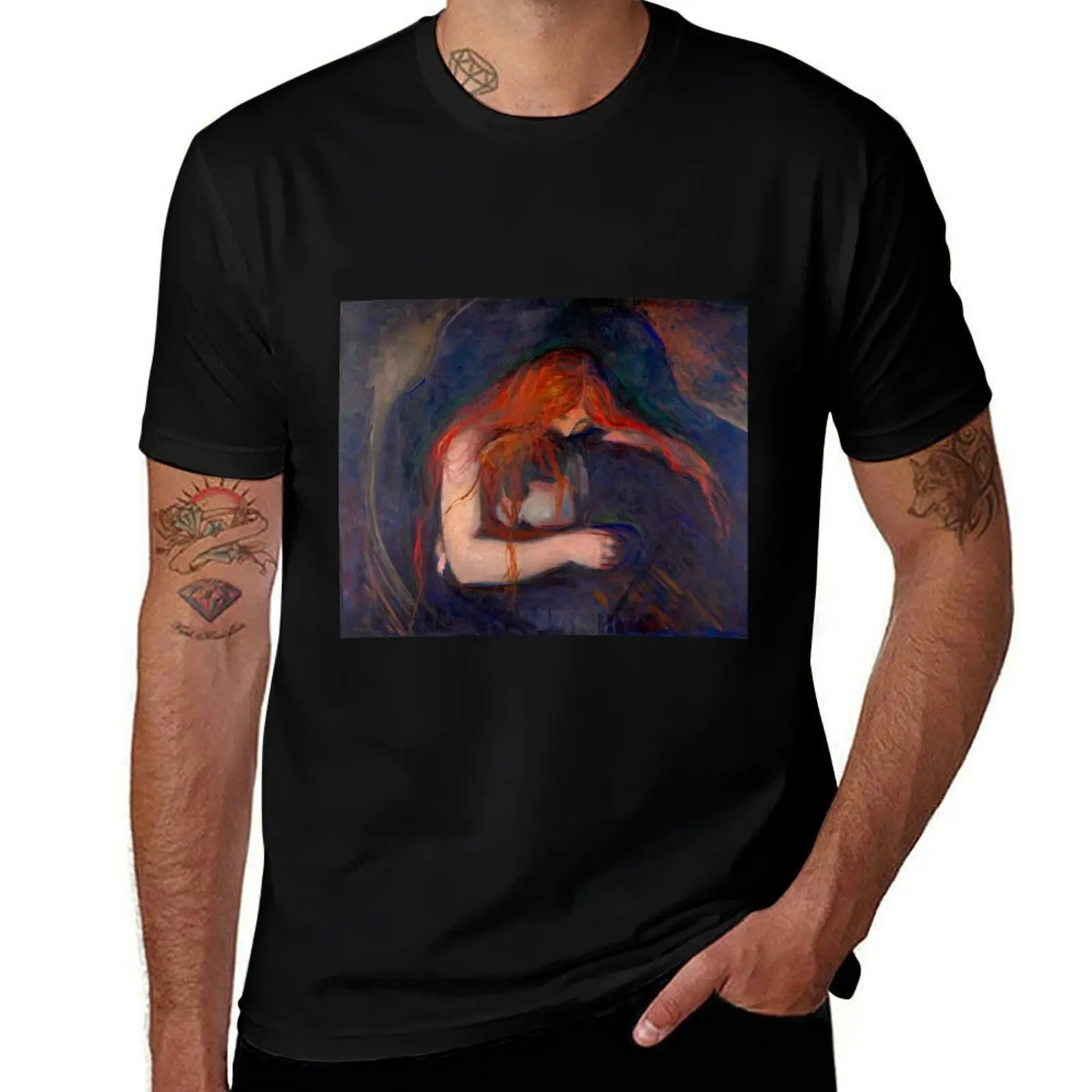 Edvard Munch: Vampire, 1916–18 T-Shirt Streetwear Print Tee Shirt T-Shirt