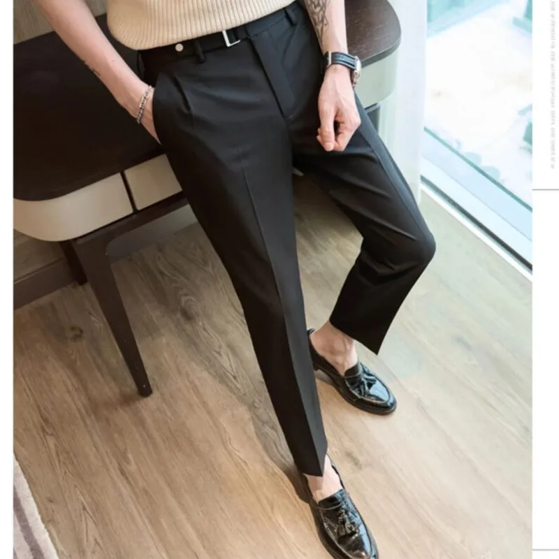 Men\'s Spring High Quality Business Suit Trousers Male Slim Fit Fashion Summer Suit Pants Fashion Men Clothing 36-28