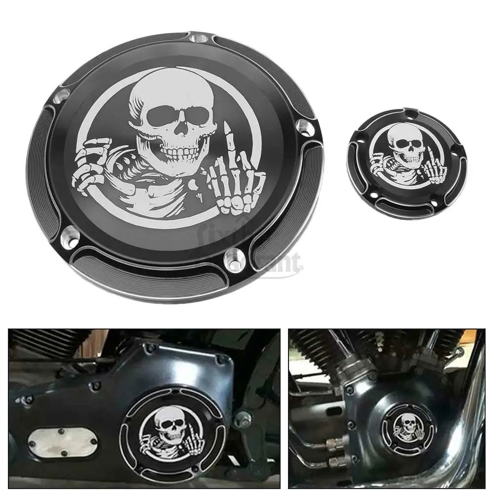 Motorcycle Aluminium Derby Timer Cover 5 Holes Clutch Case Cover For Harley Dyna Softail Low Rider Fat Bob Touring Trike Models