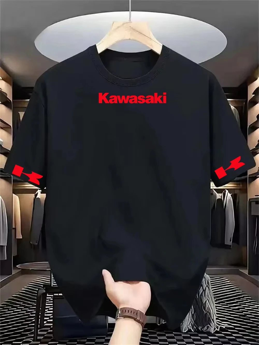 

Мужская свободная футболка Kawasaki с круглым вырезом и короткими рукавами, модная дышащая быстросохнущая повседневная футболка с принтом, уличный стиль