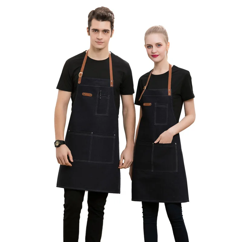 Waterproof Striped Apron for Bartenders and Chefs with Pockets, Men and Women's Kitchen Cooking Bib Aprons