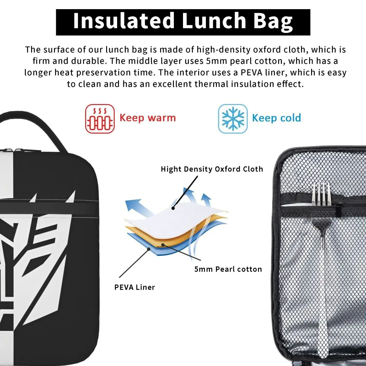 Transformers Product Insulated Lunch Tote Bag For School Food Storage Bag Portable Thermal Cooler Lunch Boxes