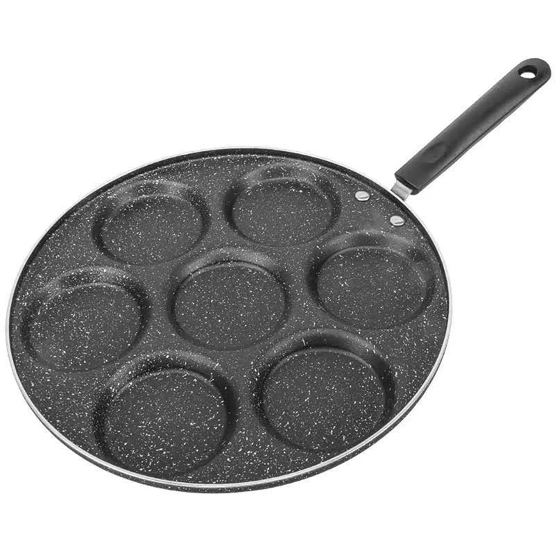Bratpfannen, 7 Tassen, Pfannkuchen, Bratpfannen, Frühstücks-Eierpfanne, antihaftbeschichtete Pfanne, Löcher zum Kochen von Ei, Schinkenpfannen, Pfannkuchen-Maker, Pfanne, Kochgeschirr