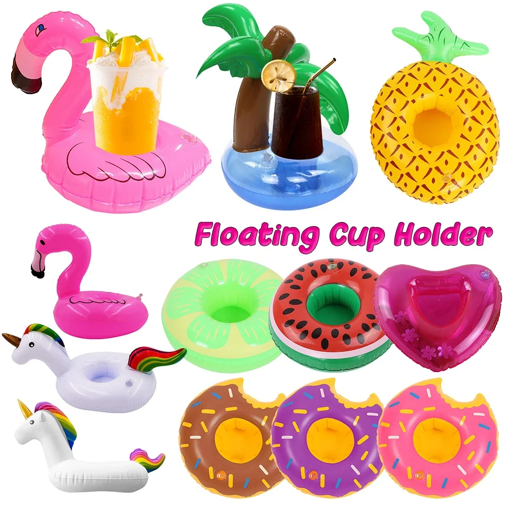 Tropical Flamingo Party Decoration Cup Holder Pvc Water Float Inflatable Drink Cup for Adults Pool Drinkware Tray Water Amusemen