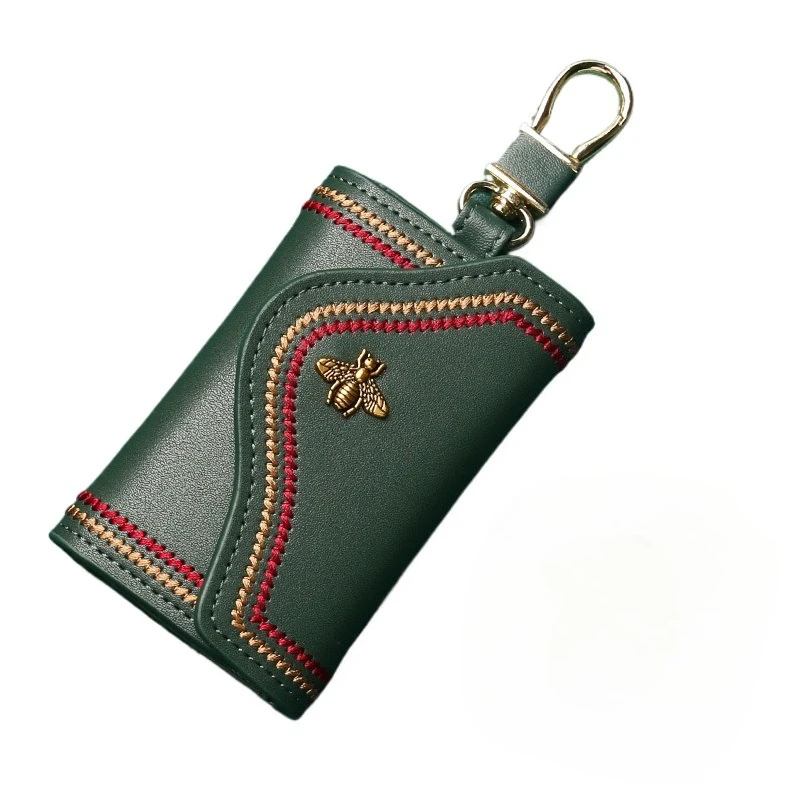 Mini PU Leather Key Organizer, High-end Foldable Portable Key Pouch with Hook for Men Women Travel Car Keys Cash Card EDC Case