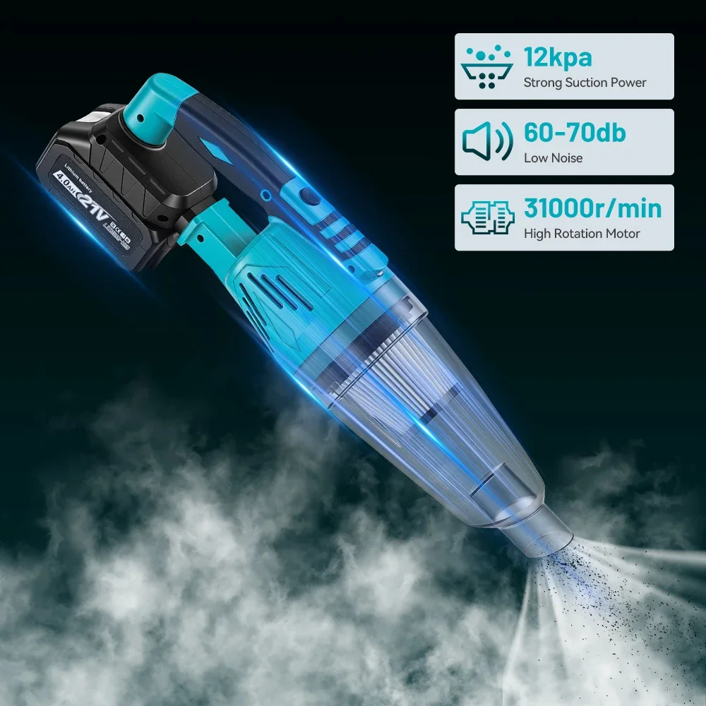 12Kpa Electric Vacuum Cleaner Cordless Industrial Cleaner Handheld Cleaning Car Snow Dust Tool for Makita 18v Battery YE