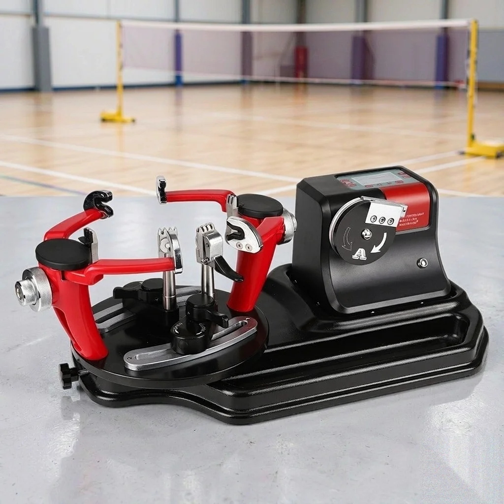 M9 Badminton Stringing Machine 6-Point Sync Mount 0.1lb Precision 4-Tooth Clamp for Racket Sports Club Professional