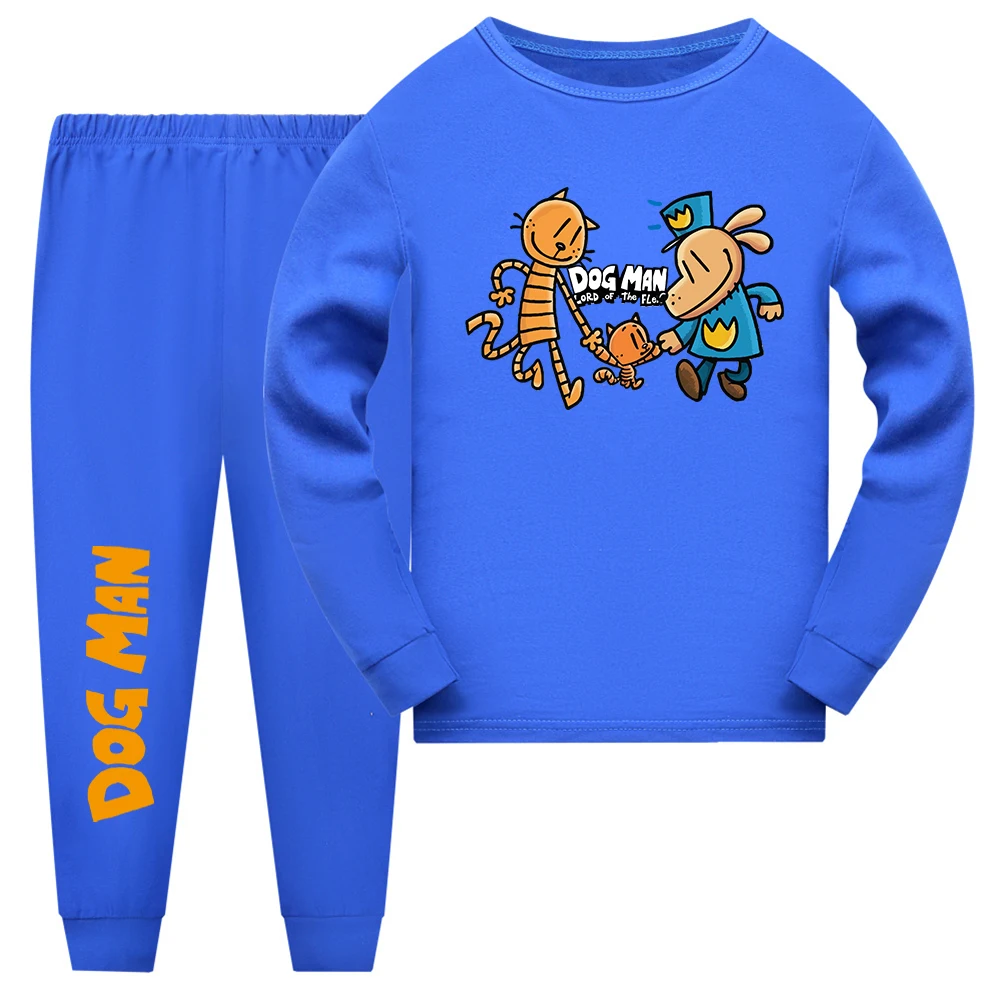 Dogman Anime Toddler Boy Clothes Spring Pajamas Cotton Long Sleeve T Shirt + Pants Dog Man Costume Girls Casual Sportswear Set