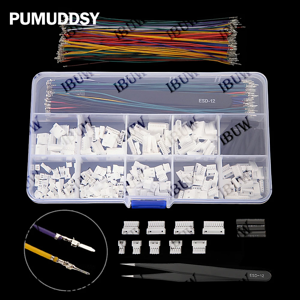 

MX1.25MM Connector Sample Kit Female&Male Shells 2P/3P/4P/5P/6P/7P/8P/9P/10P, Terminal Wires, Tweezers, Heat - Shrink Tubing 8P