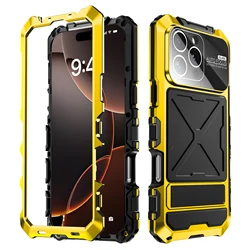 360 Full Protective Shockproof Phone Case for iPhone 16 15 14 Pro Max Silicone Metal Lock Catch Anti-fall Tempered Glass Protect
