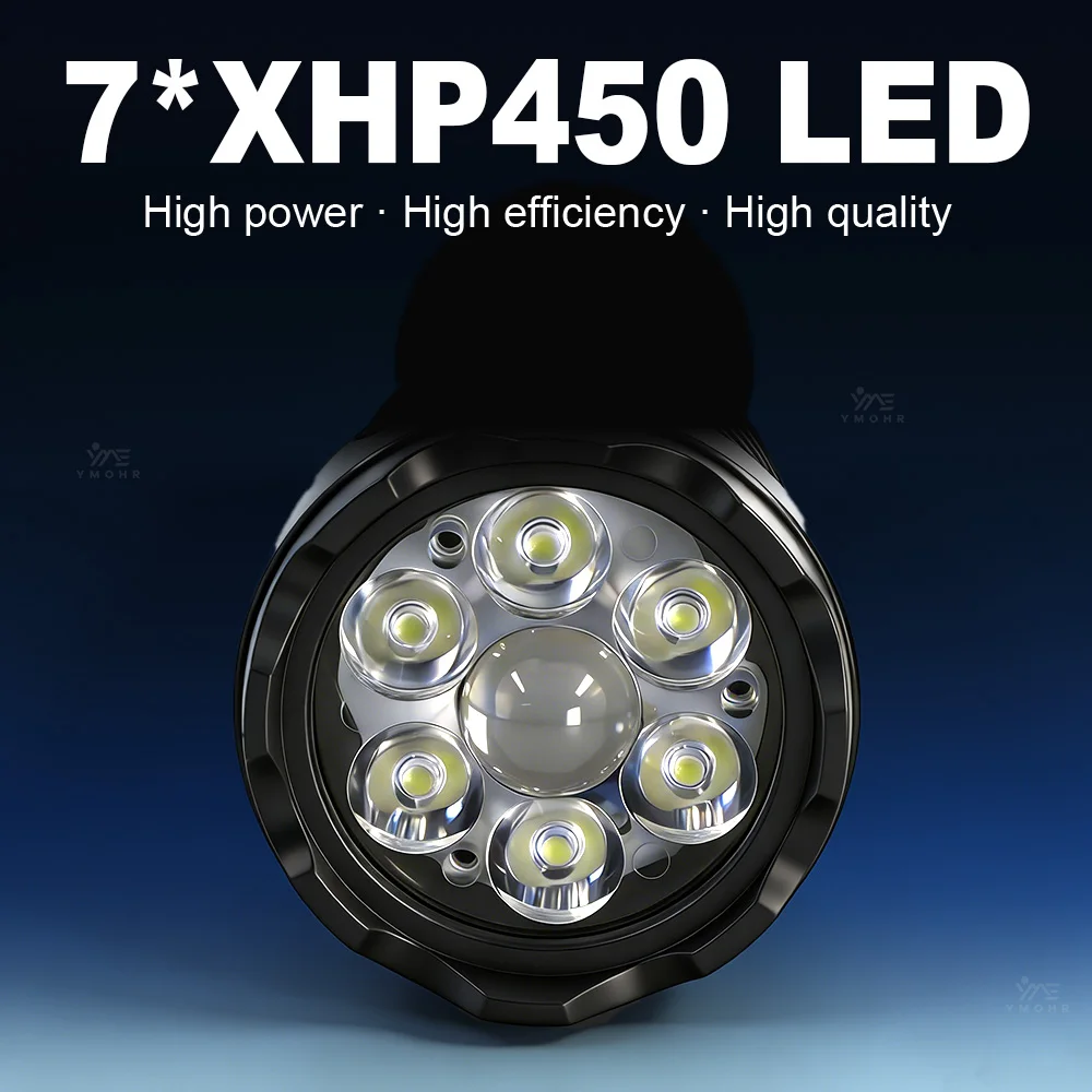XHP450 LED Flashlight 5000M Long Range Lamp High Power Flashlight Tactical Torch Rechargeable Portable Hand Lamp Camping Lantern
