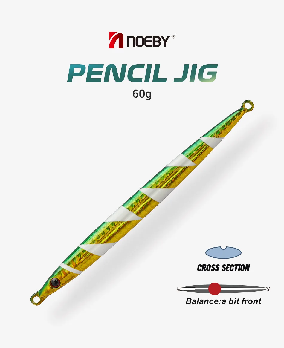 NOEBY Bleistift-Jig-Angelköder, 109 mm, 60 g, Shore-Jigging, sinkender Wobbler, künstlicher harter Köder, Jerking-Fall-Metall-Jig, Salzwasser-Jig – Detail 1