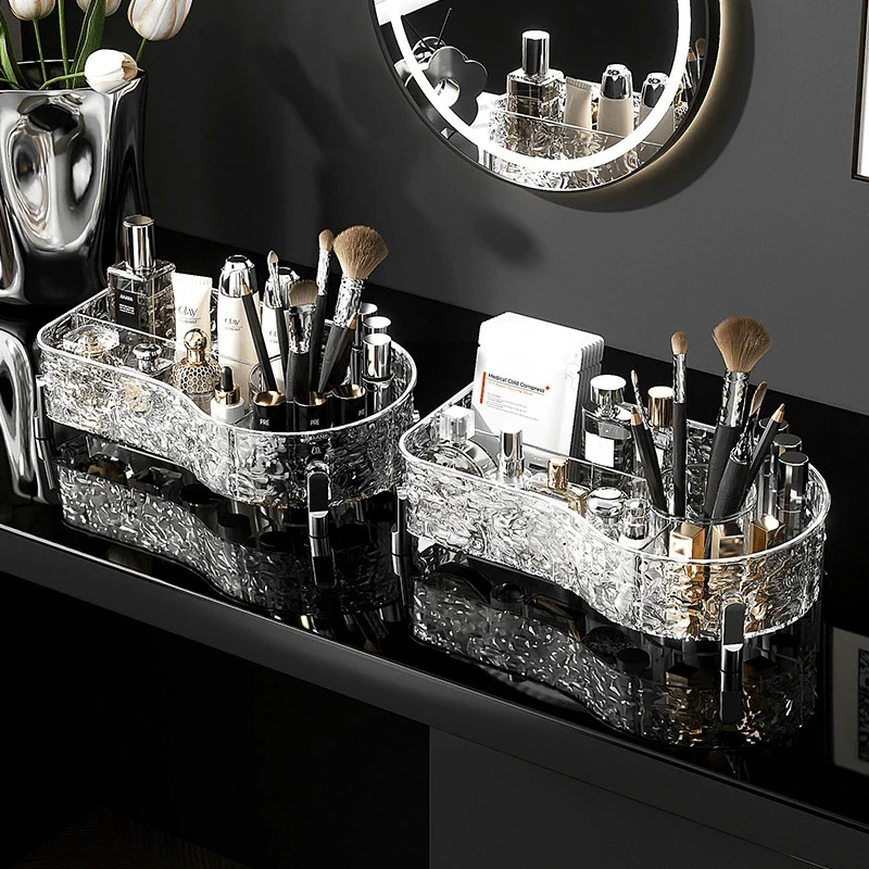 Gletschermuster Make-up Organizer Box Desktop Make-up Organizer Klarer Lippenstift Split Vanity Storage PET Organizer