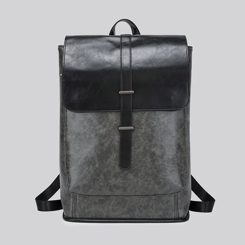 Fashion new simple high quality pu leather men's backpack retro large capacity female travel backpack female outdoor backpack